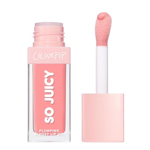 ColourPop So Juicy Plumping Glossy Lip Oil - Hydrating & Plumping Lip Oil with a Sheer Wash of Non-Sticky Color - Infused with Peptides, Ceramides & Ginger - Baby Panda (0.29)