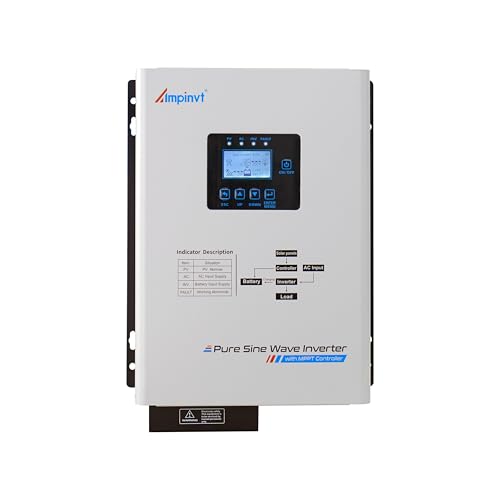Ampinvt 1200W Pure sine Wave Solar Inverter 12V DC to 120V AC for Home Backup,Off-Grid...