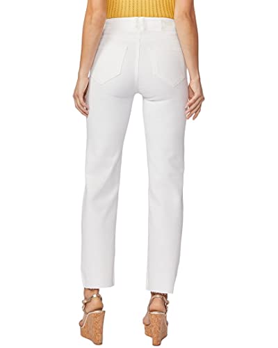 PAIGE Women's Stella Ultra High Rise Straight Leg 29" in Bare White Destructed2