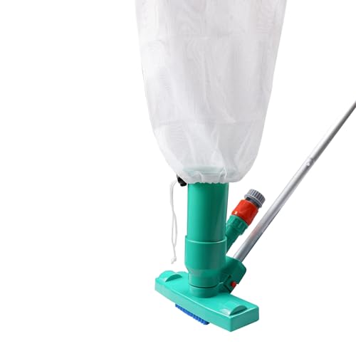 POOLWHALE Portable Pool Vacuum Jet Underwater Cleaner W/Brush,Bag,4 Section Pole of 48"(No Garden Hose Included),for Above Ground Pool,Spas,Ponds & Fountains