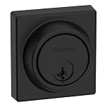 Kwikset 817 Deadbolt Lock, Matte Black Square Exterior Keyed Front Entry Door, Pick Resistant SmartKey Rekey Security, Single Cylinder Dead Bolt, with Microban Protection