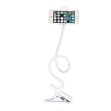 Soporte para teléfono móvil Flexible de Cuello de Cisne. Soporte Universal de Brazo para iPhone Smartphone teléfono móvil con Clip para Mesa (Blanco)