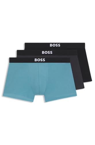 Boxers courts BOSS Hommes Trunk en coton stretch lot de 3 avec taille logo