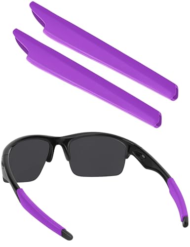 Image of BLAZERBUCK Replacement Temple Sleeves Ear Socks for Oakley Bottle Rocket OO9164 Sunglass - Black + Purple