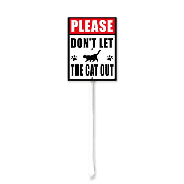 Geroclonup 7 x 8.8 inch Garden Stakes Don't Let The Cat Out Yard Sign Decorative Plant Stake Lawn Art Patio Decor Pathway Ornaments Indoor