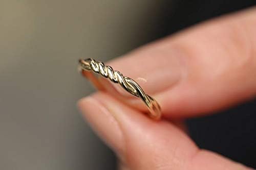 Miniatura 4 de Anillo de nudo de oro macizo de 14 quilates, anillo de nudo de amor infinito de oro de 14 quilates, anillo apilable de 14 quilates para mujer,