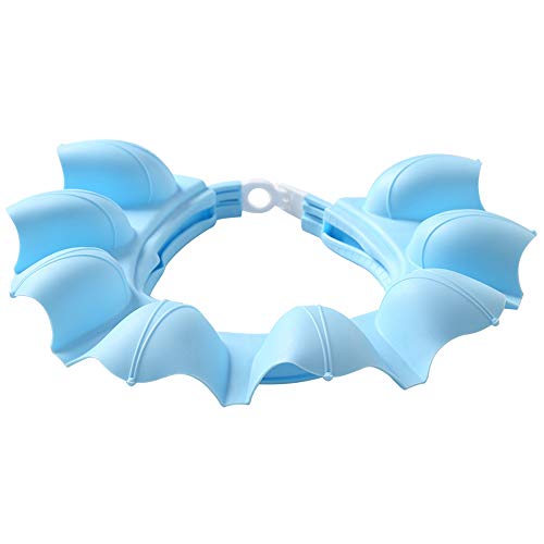 Baby Shower Cap Bath Shampoo wash Visor hat Soft Silicone Adjustable Bathing tub Head Hair Rinser Shield Protection Kids and Toddler Children(Blue)