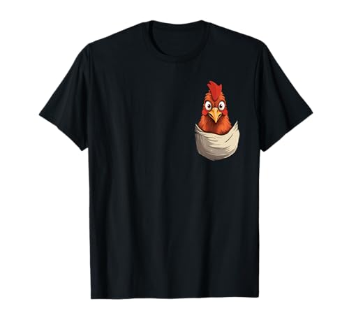 Impression amusante avec poule dans la poche, coq, poule et fermier T-Shirt