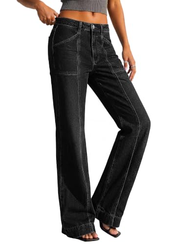 BTFBM Straight Leg Jeans for Women Stretchy Curve Appeal Pants Black - image 5