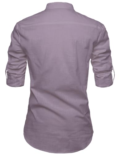 Image of Vida Loca Full Sleeve Mandarin Collor Cotton Casual Slim Fit Shirt for Men's