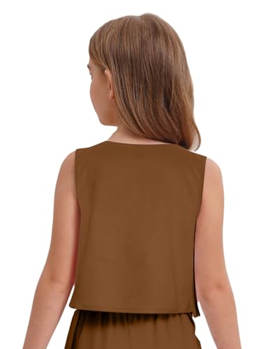 Hansber Kids Western Cowboy Cowgirl Tassel Outfits Sleeveless Faux Suede Fringe Vest Elastic Waistband Vest2