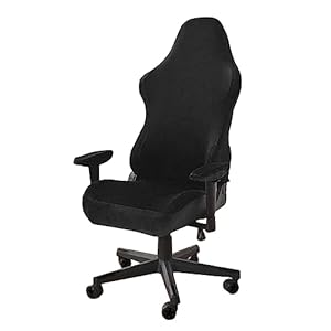 OQHAIR Fluwelen Gaming Stoel Slipcover Ergonomische Gaming Stoel Cover Universele Roterende Gaming Stoel Cover Seat Protector voor Liggende Racing Stijl – Zwart