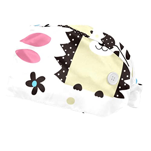 Chapeaux de travail motif hérisson mignon pour cuisine et protection des cheveux au quotidien