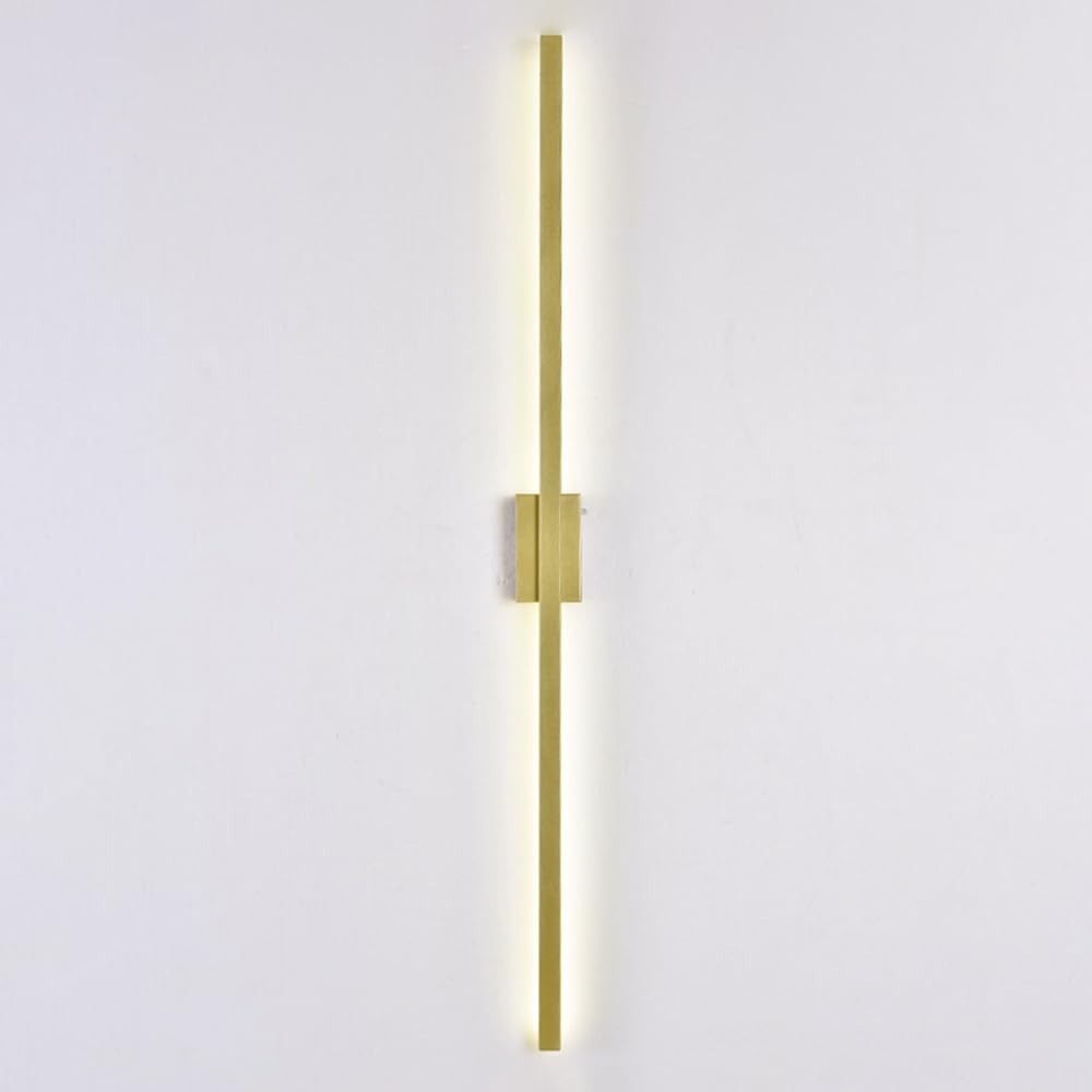 HCZKIUJY Modern Linear Wall Sconce Light Fixture for Living Room Bedroom Long Strip Wall Mount Lighting Minimalist Design Indoor Wall Wash Lights Hardwired Sconces Luminaires (Gold-100cm)