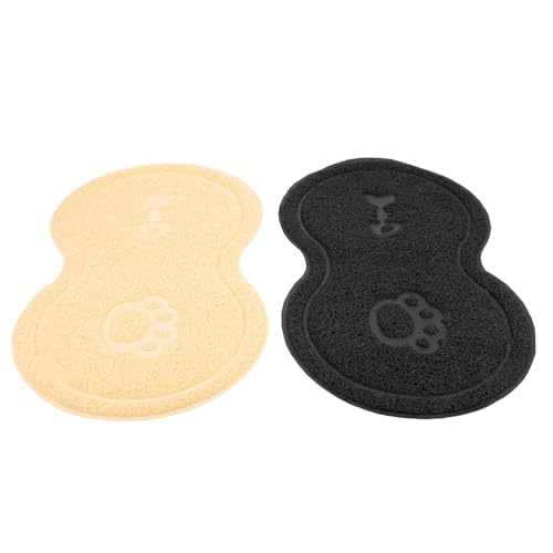 Toyvian 2pcs Peanut Shaped Cat Litter Mats Non-Slip Pet Feeding Mats Durable Design for Easy Cleaning for Cat Litter Box Dog Feeding Areas