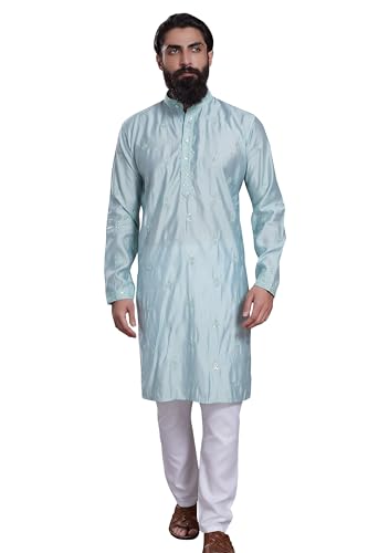 Image of DIVISIVE Men's Embroidered Cotton Silk Blend Only Slim Fit Kurta