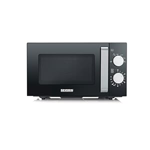 SEVERIN Mikrowelle mit Glasboden, zum Auftauen und Erhitzen, Mikrowellengerät mit großer Nutzfläche für eckiges Geschirr, Schwarz/Edelstahl, MW 7761