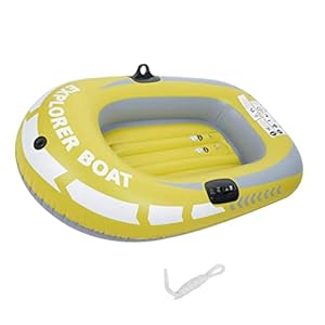 Opblaasbare boot set 1 persoon draagbare opvouwbare harde bodem drift vlot, verdikte roeien kano boot voor outdoor vissen raften geel