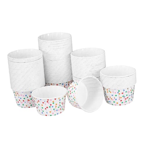 SMASOLO 300 Piezas Papel para Hornear con Enrollado para Cupcakes y Muffins Tazas Flexibles con Diseño de Puntos de Colores Portátiles para Helados y Postres Envases Desechables para