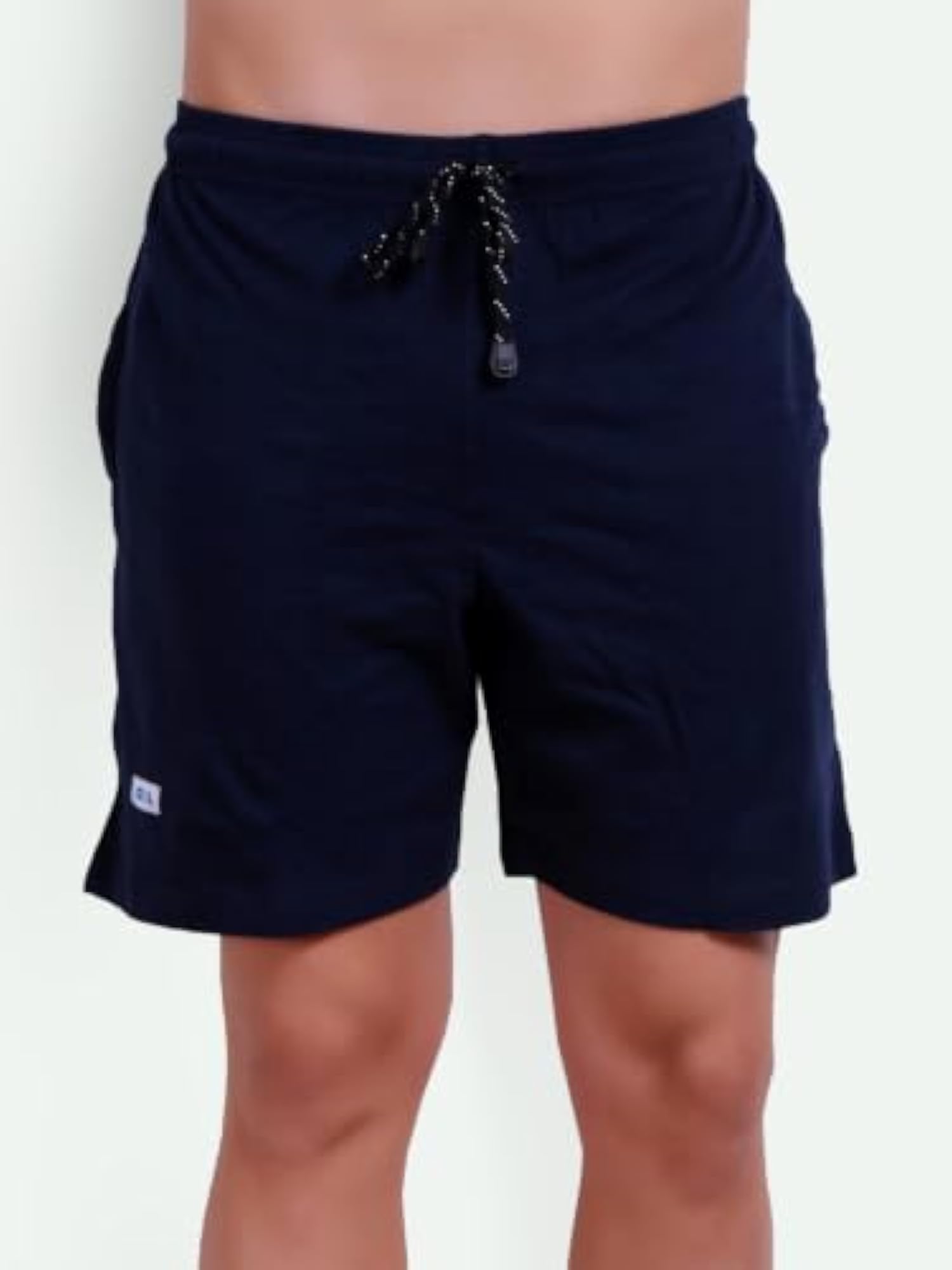 Solid Cotton Blend Shorts with Zipper & Back Pocket, Pack of 2