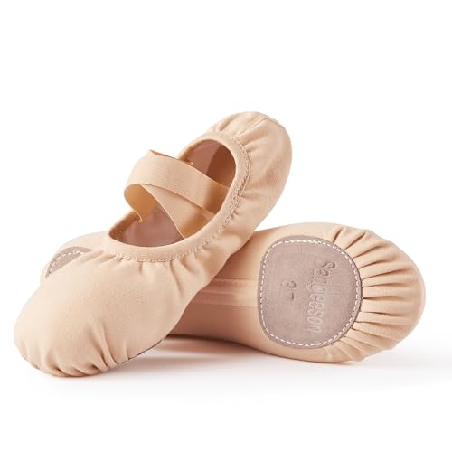 SANGEESON Women's Ballet Shoes Stretch Canvas Dance Slippers