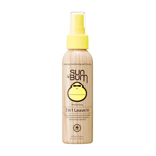 Sun Bum Revitalizing 3 in 1 Leave In Conditioner - Anti Frizz Detangler - Color Friendly with UV Protection - Enriched with Coconut Oil and Banana - 4 oz