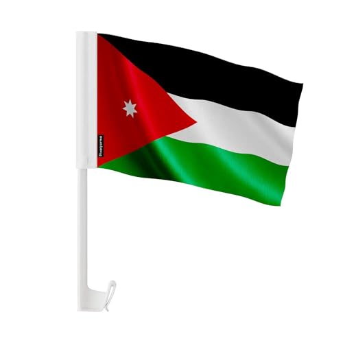 Drapeau Voiture Jordanie en Polyester 30x45cm Lot de 50 Pièces pour Cortège