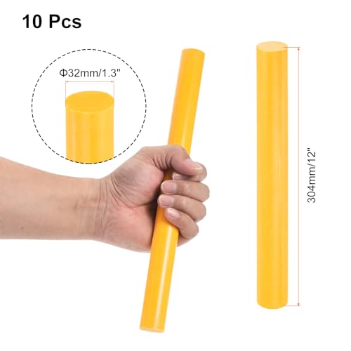 Image of uxcell 10 Pcs Plastic Rods 32 x 304mm Round Solid ABS Styrene Stick for DIY Toys Building Architectural Model Making, Yellow