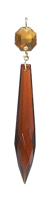 Image of B&P Lamp 3 Inch Crystal Chandelier Light Replacement Pendant Prism, U-Drop, Amber Color, Brass Pin