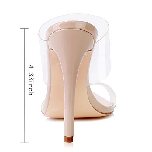 Vivianly Clear Pointed Toe Heel Sandals Transparent Strap Stiletto High Heels Slip On Mules For Women Size 9 thumb #5