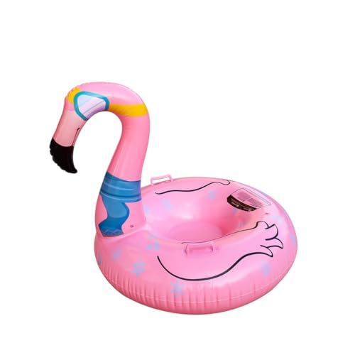 Flamingo - Tubo de nieve inflable de 107 cm con diseño antivuelco, anillo de trineo rosa para niños, adolescentes y adultos