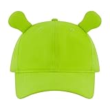 Shrek Baseball Cap, Adult Cotton Dad Hat with Curved Brim and 3D Ears, Green, One Size