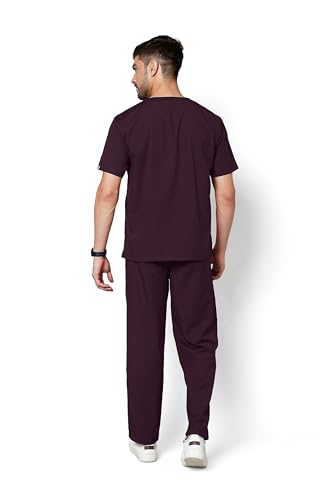 KNYA Active Men's 5-Pocket New Gen Scrubsuit V Neck Flexibile & Comfortable Top & Bottom Easily Accessible Pockets Uniform for Doctors