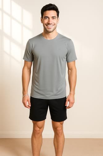 Image of Force NXT Men's Premium Microfiber Fabric Solid T-Shirt | Round Neck Half-Sleeves T-Shirt for Men | Sweat Wicking with Label Free for Daily Uses