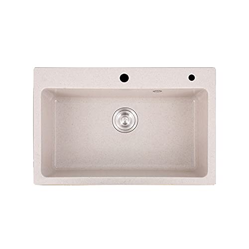 Productos para el hogar Fregadero de cocina, Fregadero de preparación, Blanco roto, Fregadero de cuarzo engrosado, Traje de ranura única empotrado, Dispensador de jabón, Cesta de drenaje, Tubo de