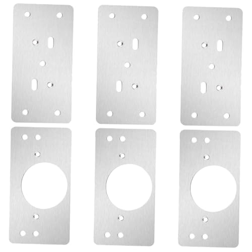DONFAMDS 3セット キャビネットドア用不錆鋼製ヒンジ修理プレート タッピング穴付き耐久補強ブラケット 木製家具補修用収納棚扉修理パーツ