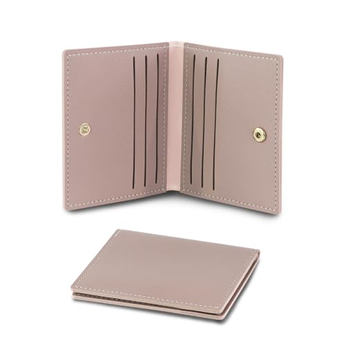 Image of AfitLulu Ultra-Thin Womens Card Holder, Solid Color Ladies Wallet Minimalist Credit Card Holder for Women with 8 Card Slots for Traveling, Shopping, Commuting (Purple)