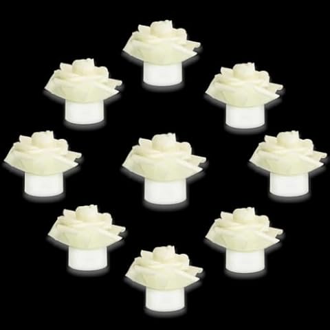 SupBri 12 Pack Battery Tea Lights Candles with Artificial Rose Petals, Romantic LED Flameless Candles, Battery Operated Fake Candles for Valentines Wedding Proposals Christmas Decor (White) Cover