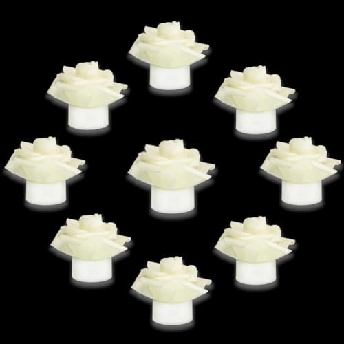 Image of SupBri 12 Pack Led Candles with Artificial Flowers, 200+Hour Battery Operated Tea Lights Candles for Centerpiece Table, Party, Wedding Decorations(White)