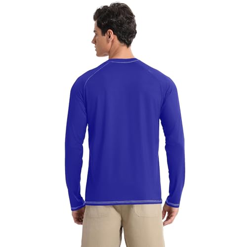 Dark Blue UPF 50+ Long Sleeve Sun Shirt Quick Drying Round Neck UV Sun Protection Long Sleeve Shirts Summer2