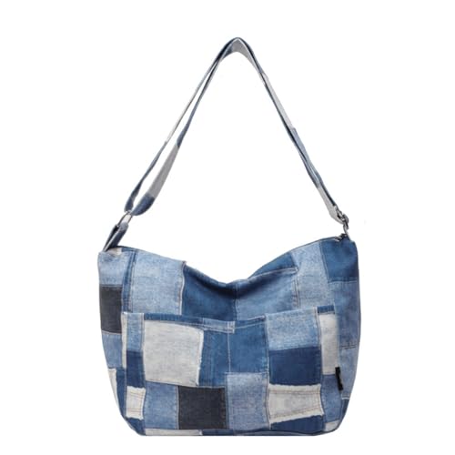 Slouchy Shoulder Bag Large Alt Denim Patchwork Shoulder Bags Casual Slouchy Hobo Tote Purse Y2K Vintage Crossbody Jean Bag