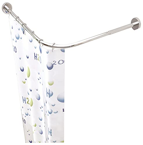 Tringle à rideau de douche en L télescopique réglable en acier inoxydable 304 pour salle de bain