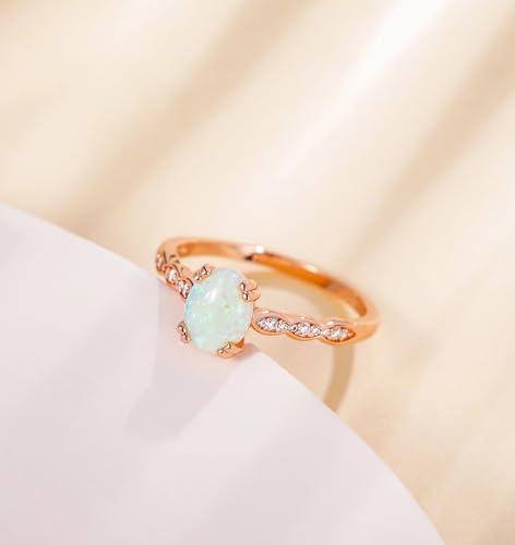 TIGRADE 2CT Engagement Ring for Women Created Lemon Green Fire Oval Opal Wedding Band Halo Promise Ring Size 4-112