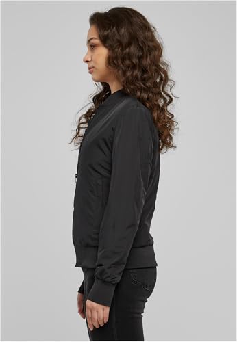 Urban Classics Damen Light Bomber Jacket – leichte Übergangsjacke im Regular Fit aus Polyester mit Reißverschluss und Rippbündchen für Freizeit und Streetwear,Schwarz,M
