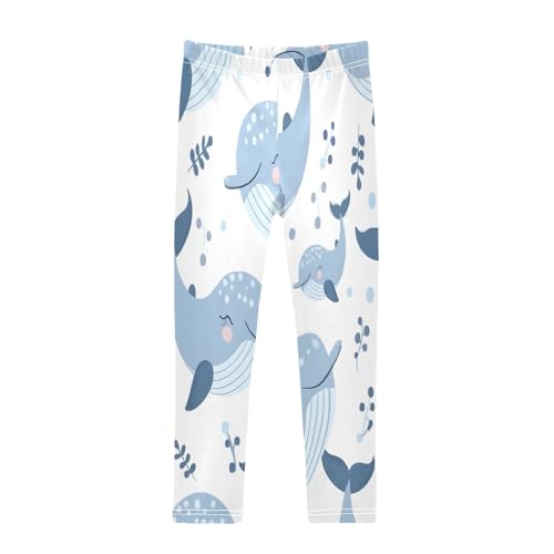 Bolaz Toddler Girls Leggings Printed Yoga Pants Leggings Painting Blue Whales for Kids
