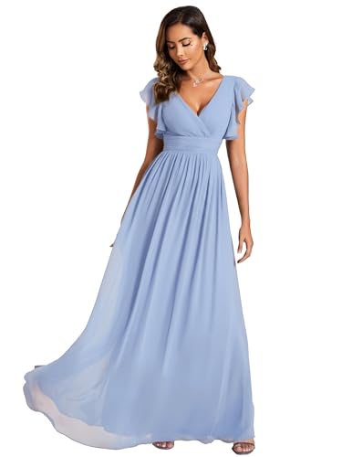 Ever-Pretty Ice Blue Chiffon Dress Open Back