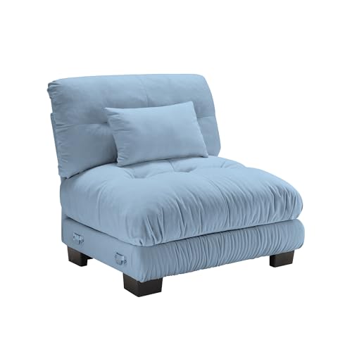Image of SoarFlash Velvet Sectional Middle Position Sofa, Blue