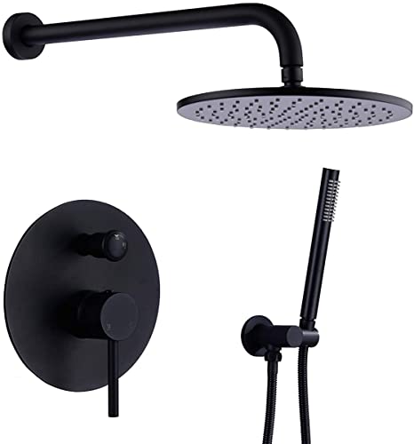 Pomme de douche or brossé avec mitigeur de douche de pluie encastré