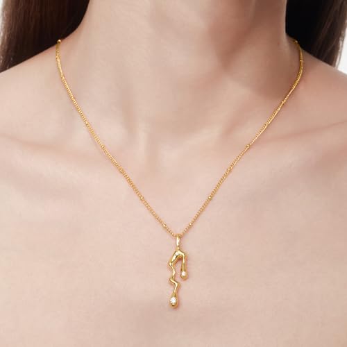 Cicy Bell 18k Gold Plated Necklace Trendy Irregular Melting Liquid Teardrop Cubic Zirconia Chunky Statement Station Chain Pendant Necklaces Jewelry Gifts3