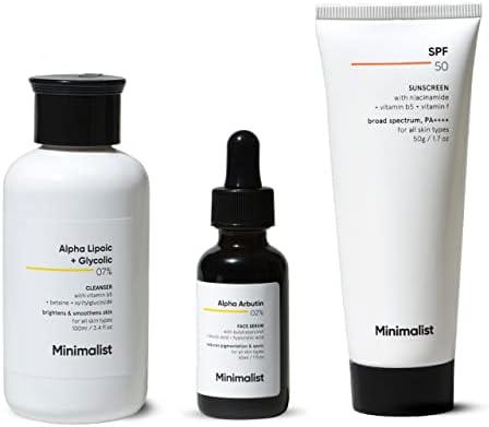 Minimalist Anti-Pigmentation Kit, Skin Care Routine Kit For Unisex, Face Wash, Serum & Sunscreen Combo, 180g